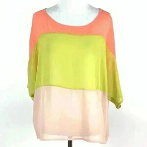 Fabrik womens top Size M coral lime green neon